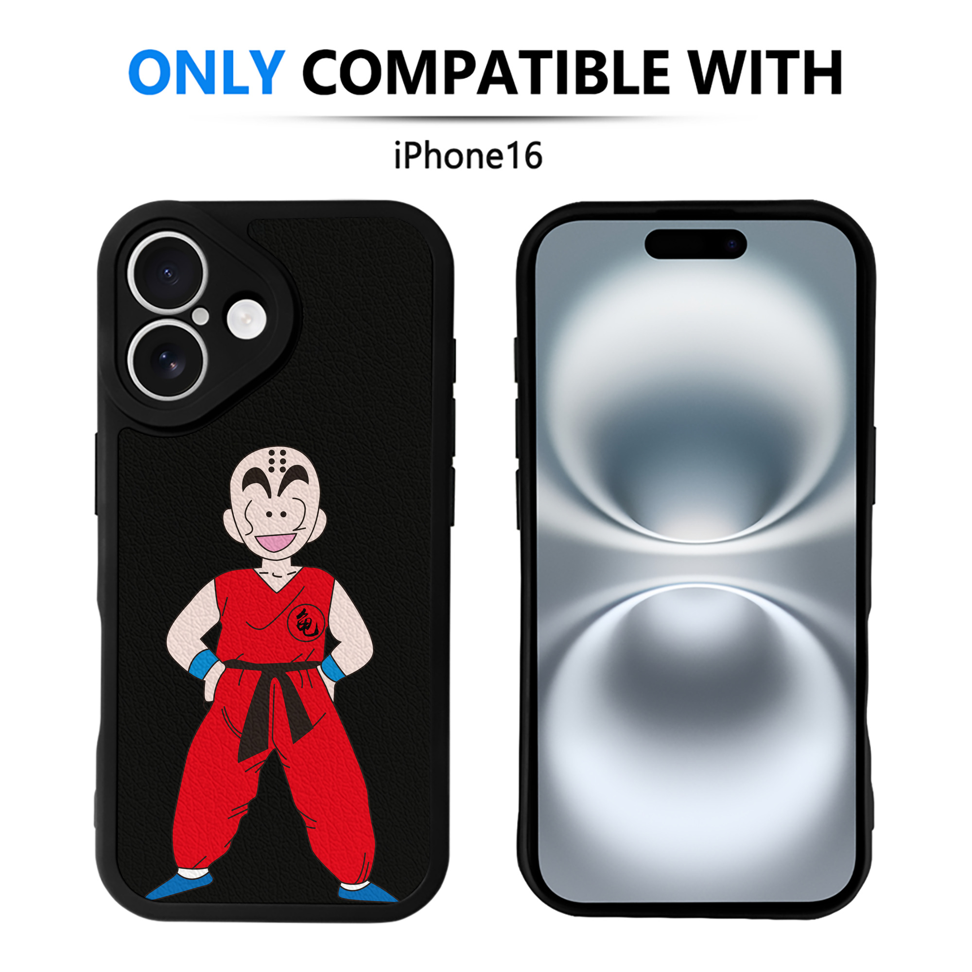 （画像用） ドラゴンボール クリリン DRAGON BALL krillin 【iPhone 16シリーズ対応】シリコンスマホケース（レザー調） 材質：シリコン